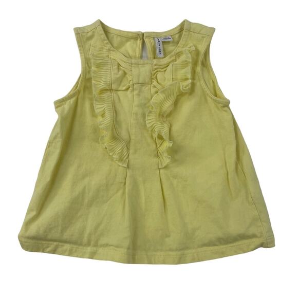 Janie and Jack Girls Yellow Organza Ruffle Trim Bow Detail Sleeveless Top 2T - Picture 1 of 4